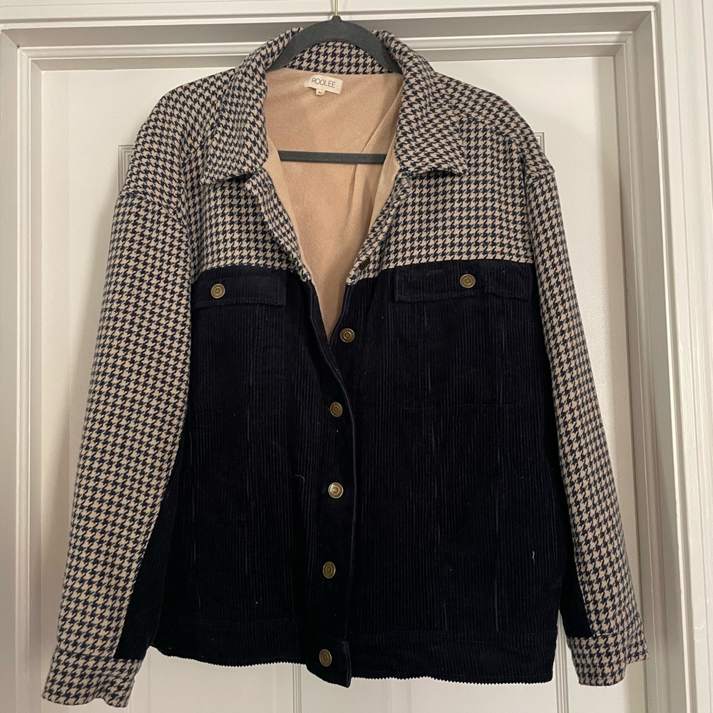 Roolee Black and Cream Jean Jacket with Two-Tone Design